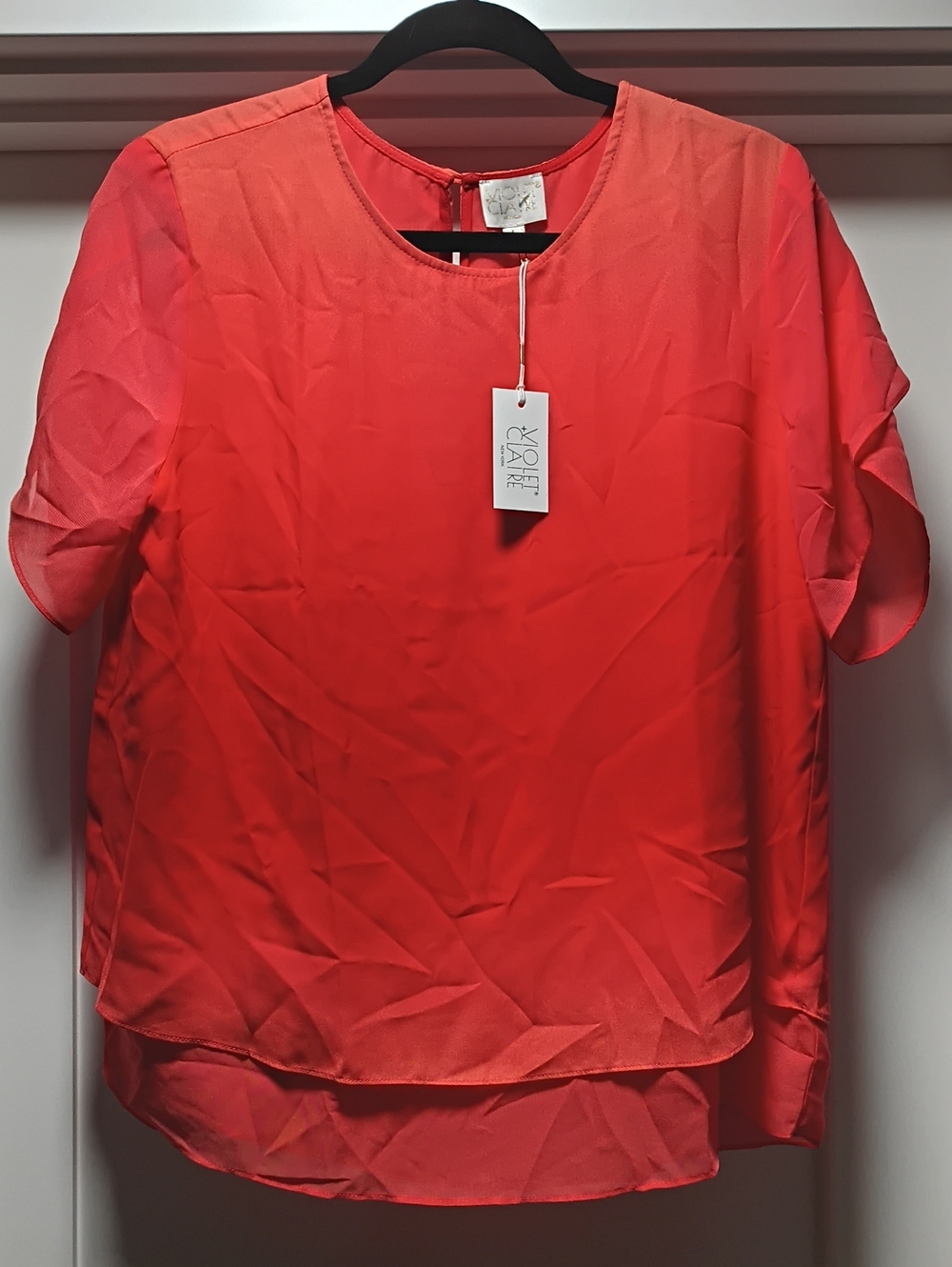 Violet & Claire Coral Layered Short Sleeve Blouse
